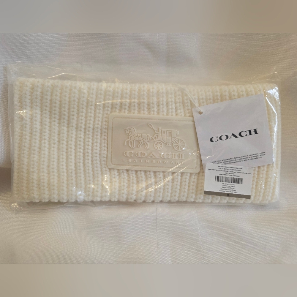 Coach White CableKnit Headband
